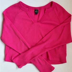 Wild Fable Pink Long Sleeve Crop Top